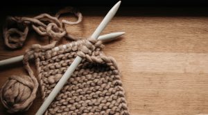 brown garter stitch knitting